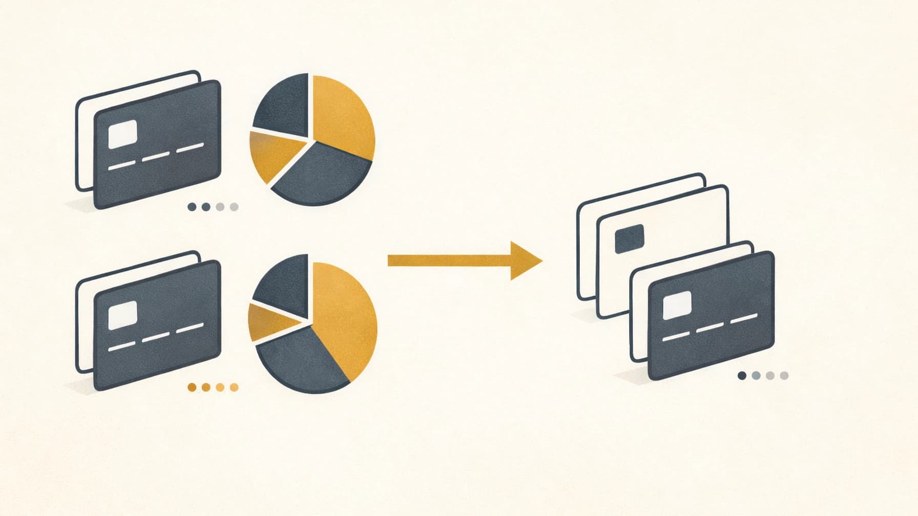 Modernist editorial illustration accompanying a guide on settling Apple Card debt issued by Goldman Sachs.