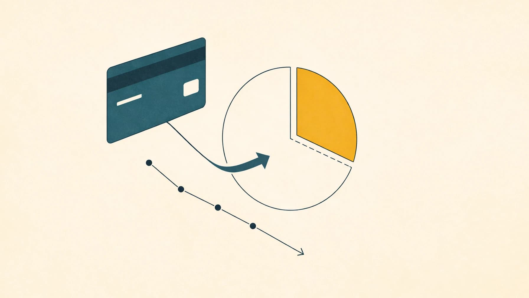 Modernist editorial illustration accompanying a guide on settling Bank of America credit card debt.