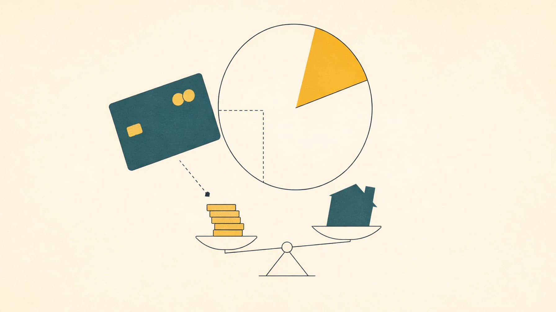 Modernist editorial illustration accompanying a guide on settling Chase credit card debt before charge-off.
